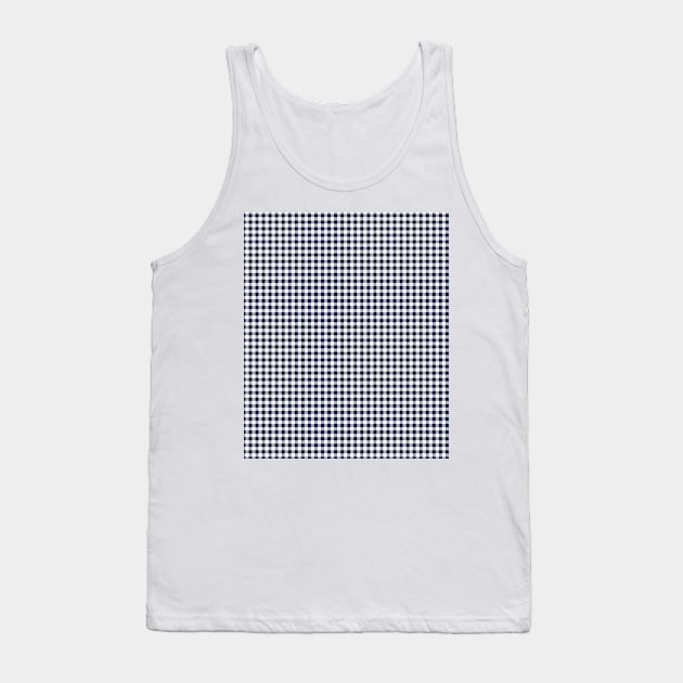 Gingham Checkered Buffalo Plaid Navy Blue and White Pattern Tank Top by squeakyricardo